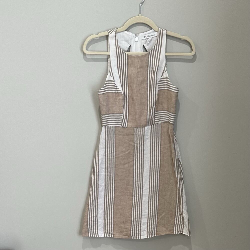 BCBG Generation Women's Size 0 Linen Blend Dress Striped